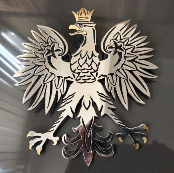 Godło Polski ze stali nierdzewnej polerowane